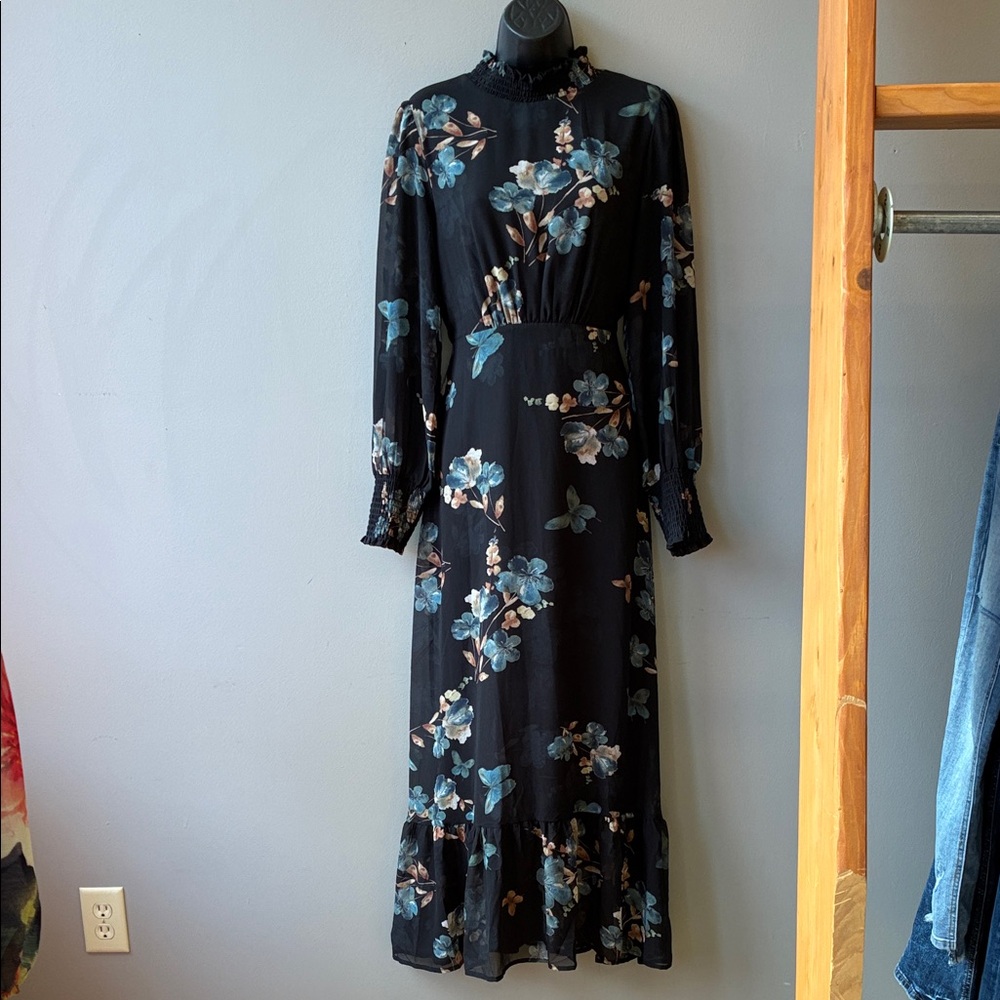 Baltic Born Luciana Black Floral Long Sleeve Dress, Large - Picture 3 of 10